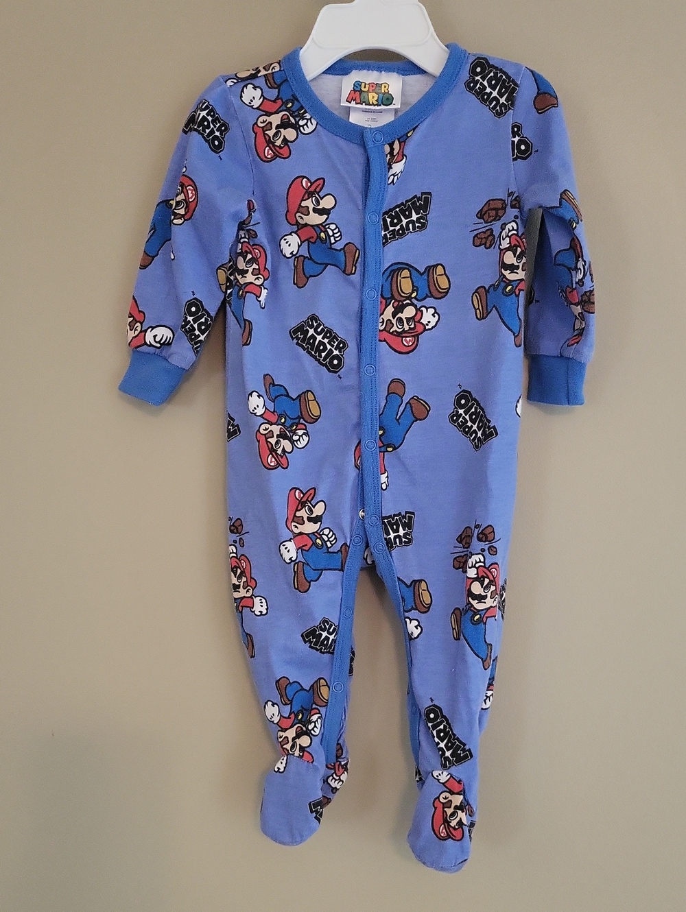 Super Mario blue footed sleeper/footie